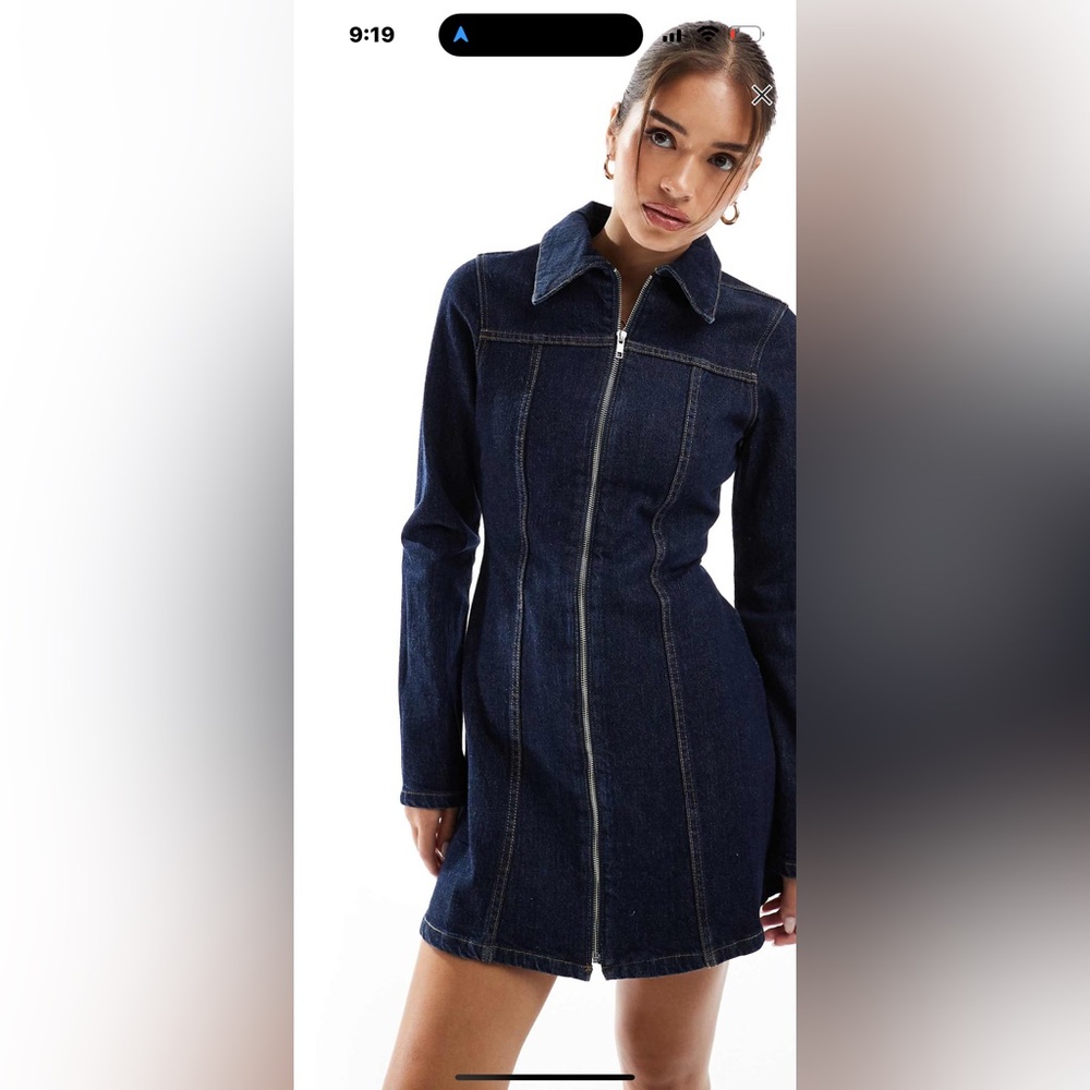 NWT ASOS Design Denim Zip-Up Dress